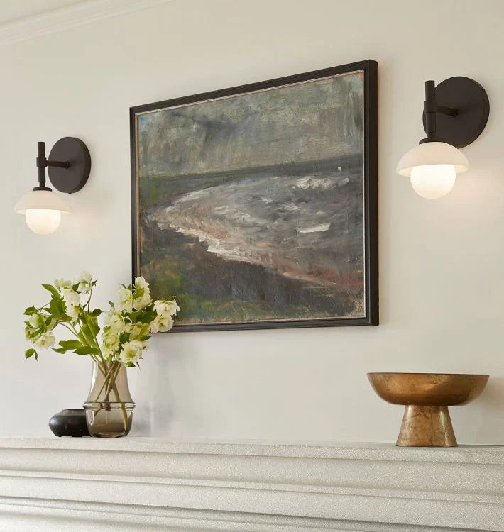 Modern Alabaster Shade Greenwich Single Wall Sconce
