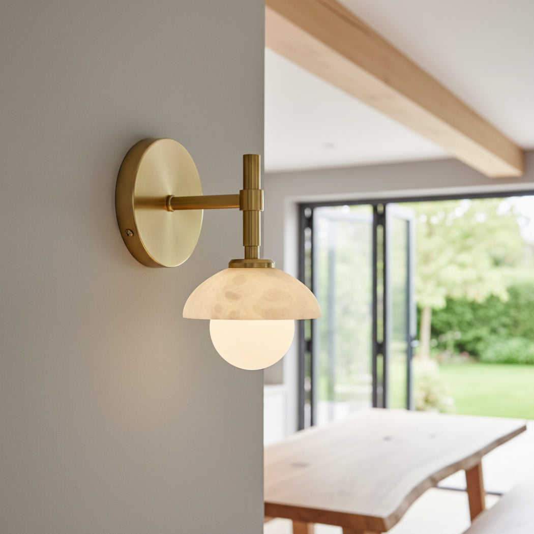 Modern Alabaster Shade Greenwich Single Wall Sconce