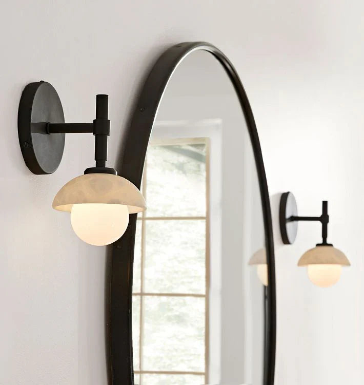Modern Alabaster Shade Greenwich Single Wall Sconce