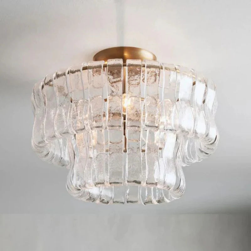 Amor Modern clear 2-Tier Glass Round Flushmount 18"