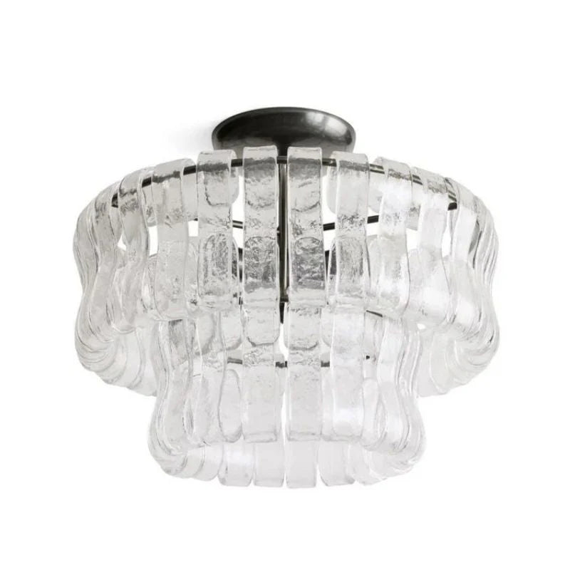 Amor Modern clear 2-Tier Glass Round Flushmount 18"