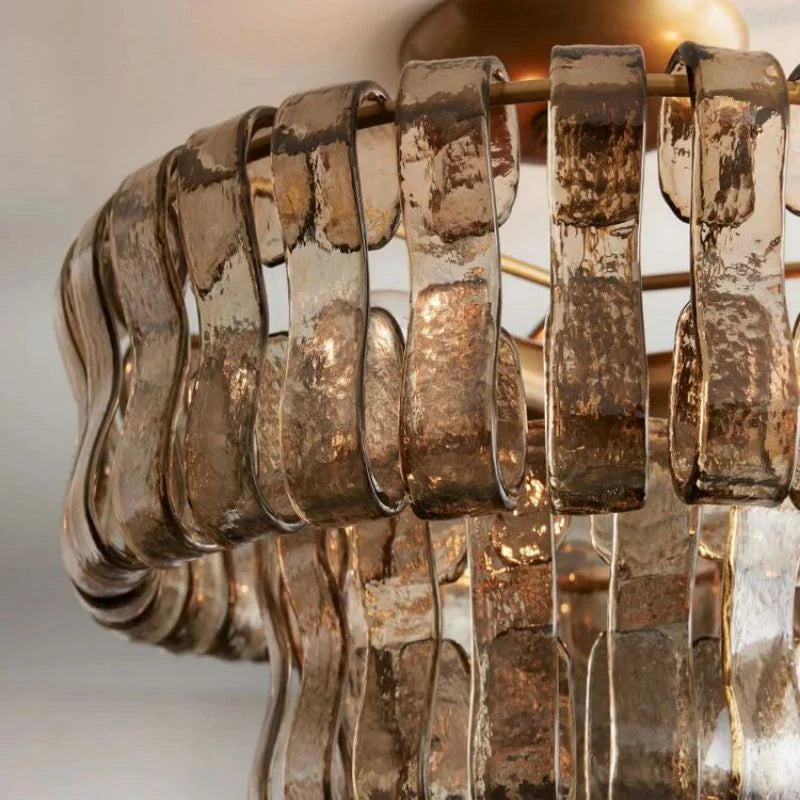 Amor Modern Smoke 2-Tier Glass Round Flushmount 18"