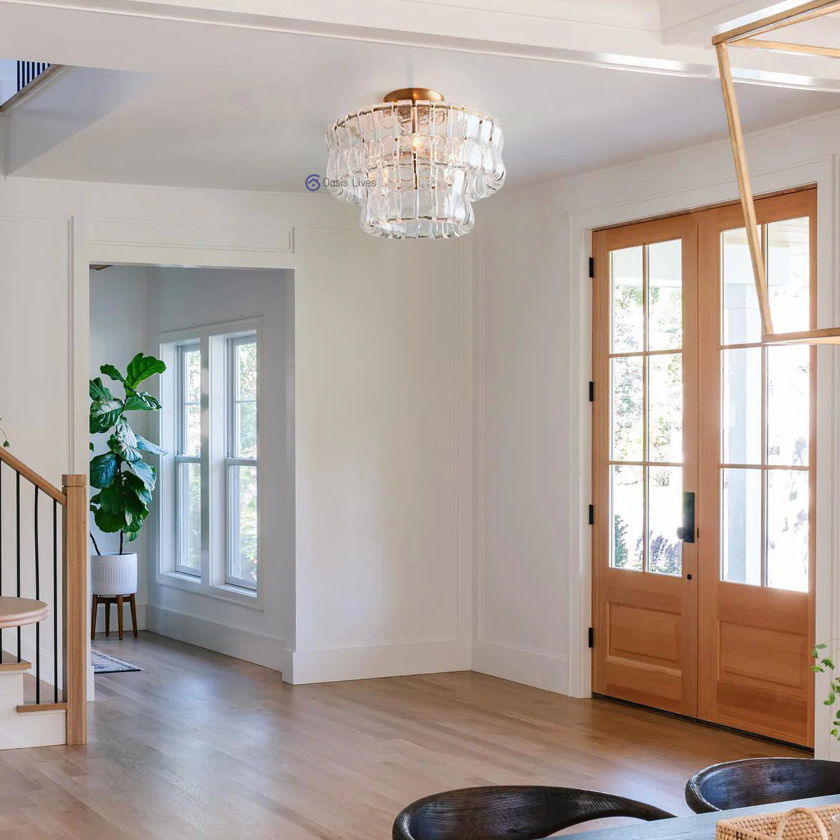 Amor Modern clear 2-Tier Glass Round Flushmount 18"