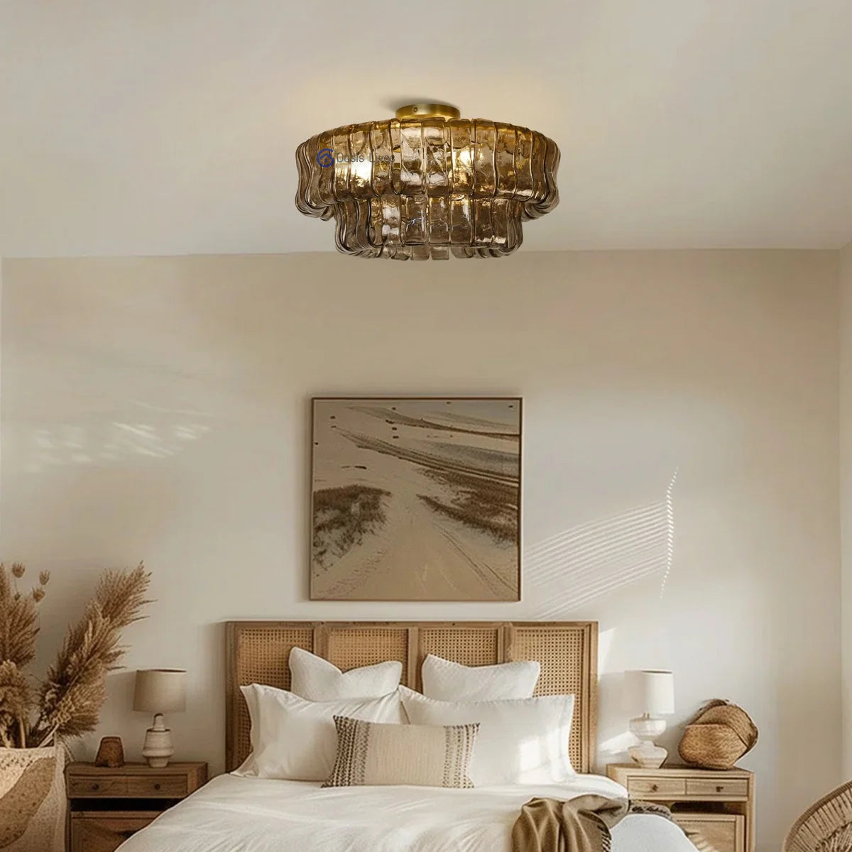 Amor Modern Smoke 2-Tier Glass Round Flushmount 18"