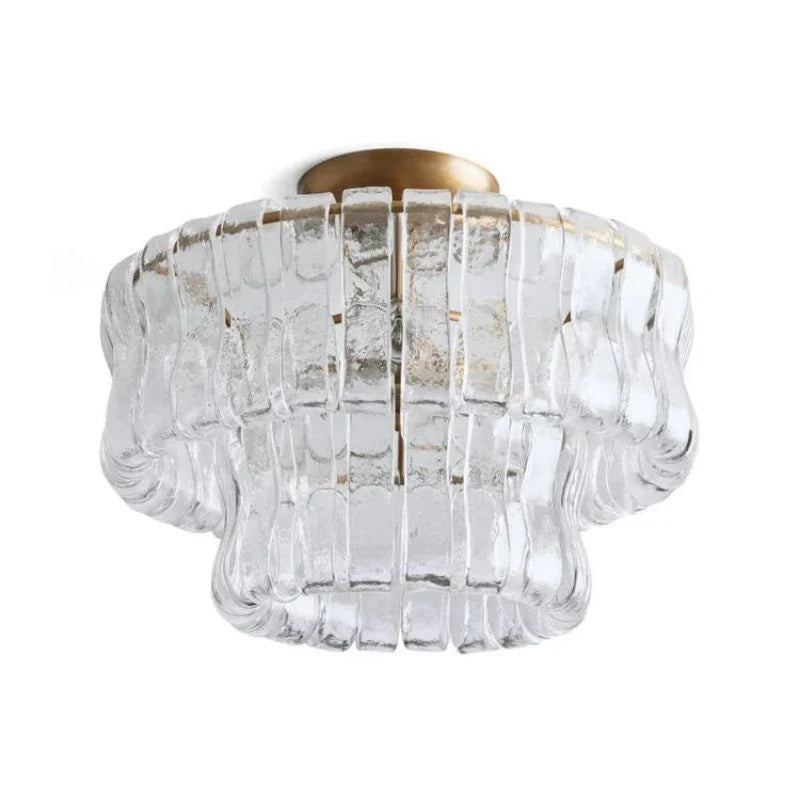 Amor Modern clear 2-Tier Glass Round Flushmount 18"