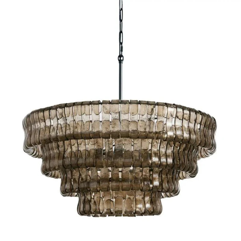 Amor Modern Smoke Glass Round Chandelier 36"