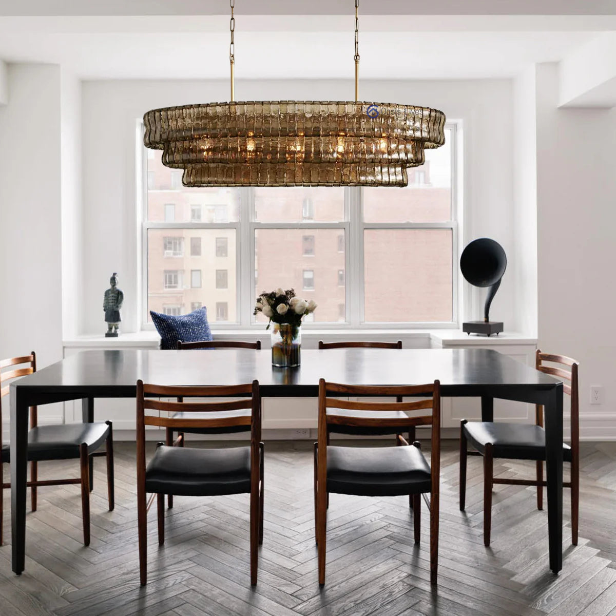 Amor Modern Smoke Glass Chandelier 54"W