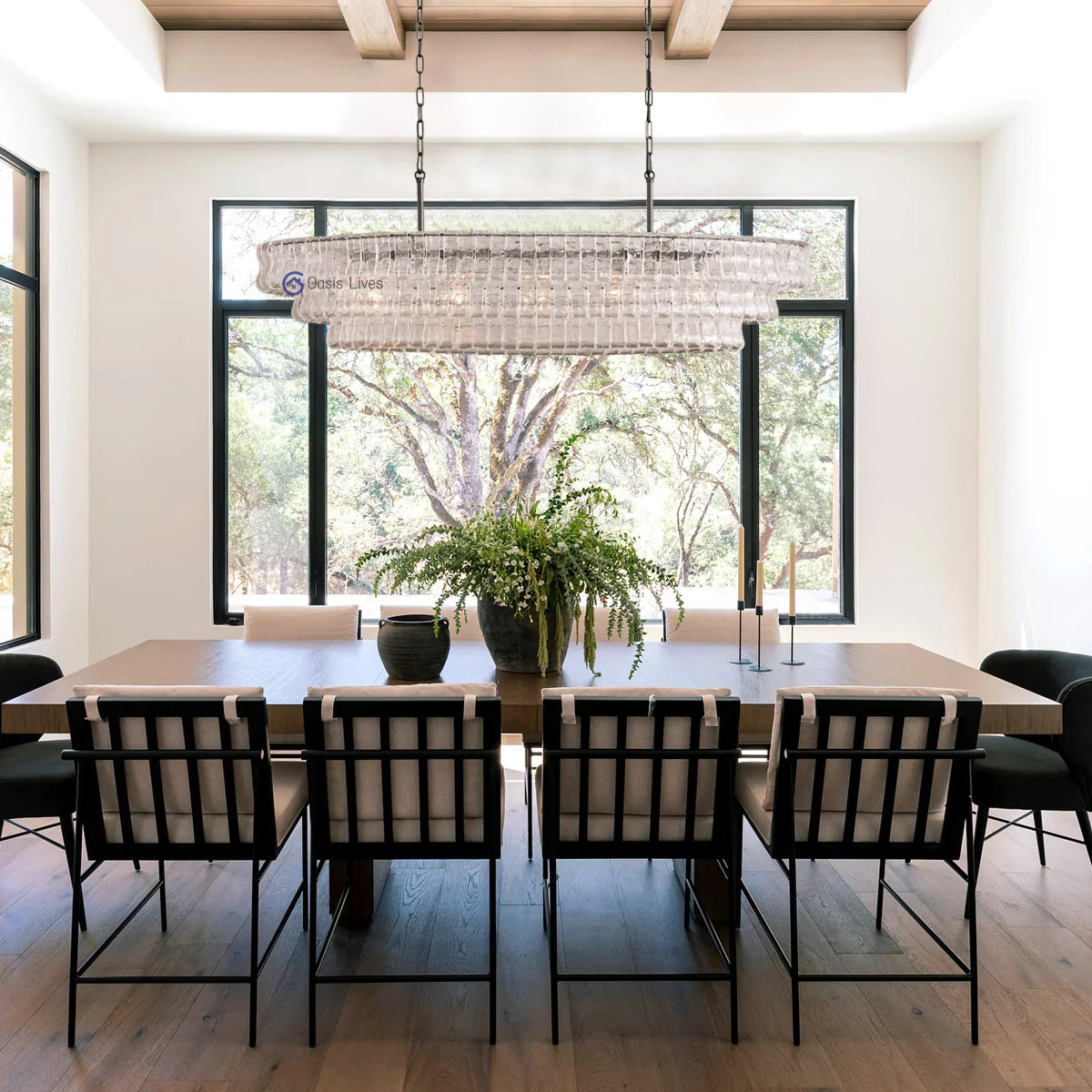 Amor Modern Clear Glass Chandelier 54"W