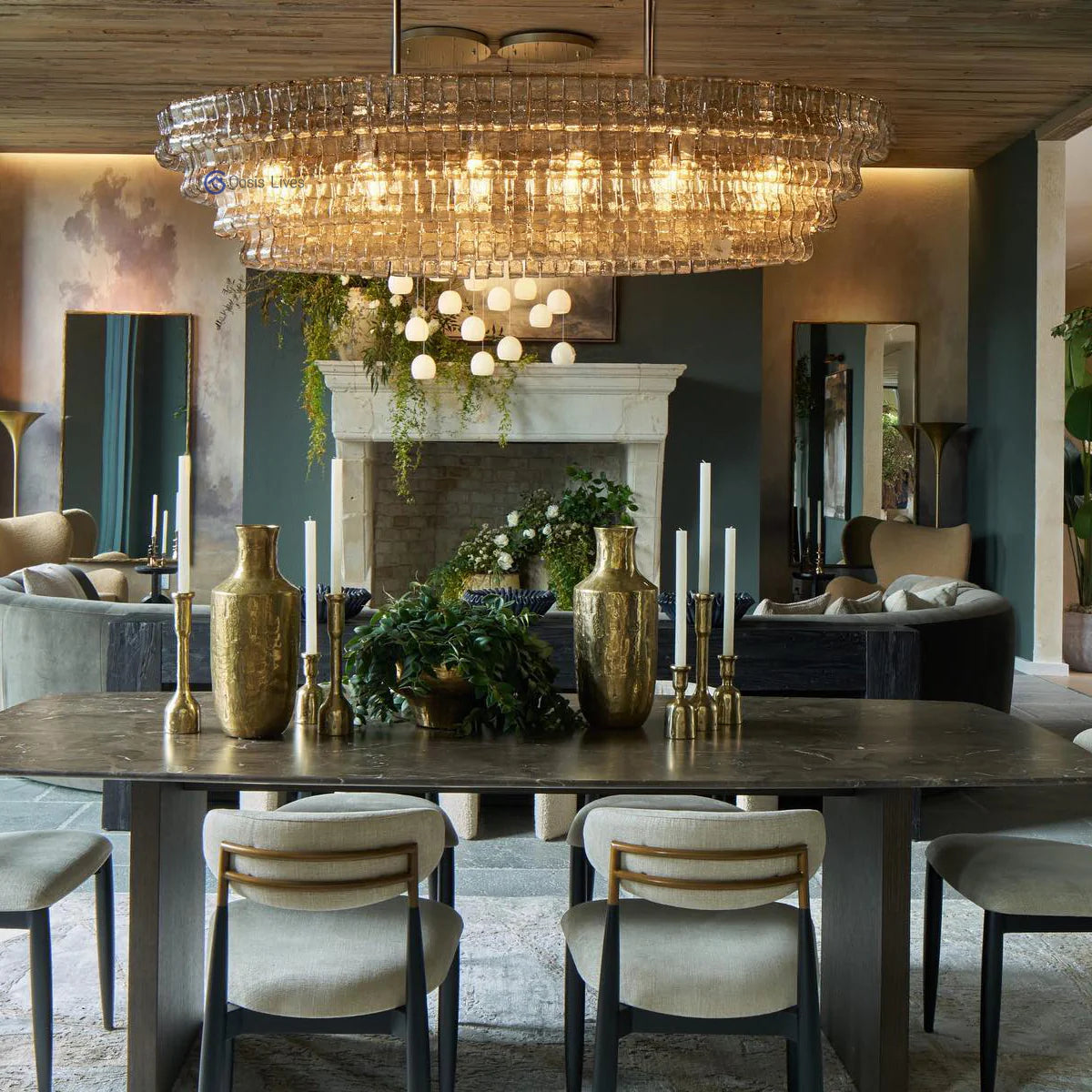 Amor Modern Smoke Glass Chandelier 54"W