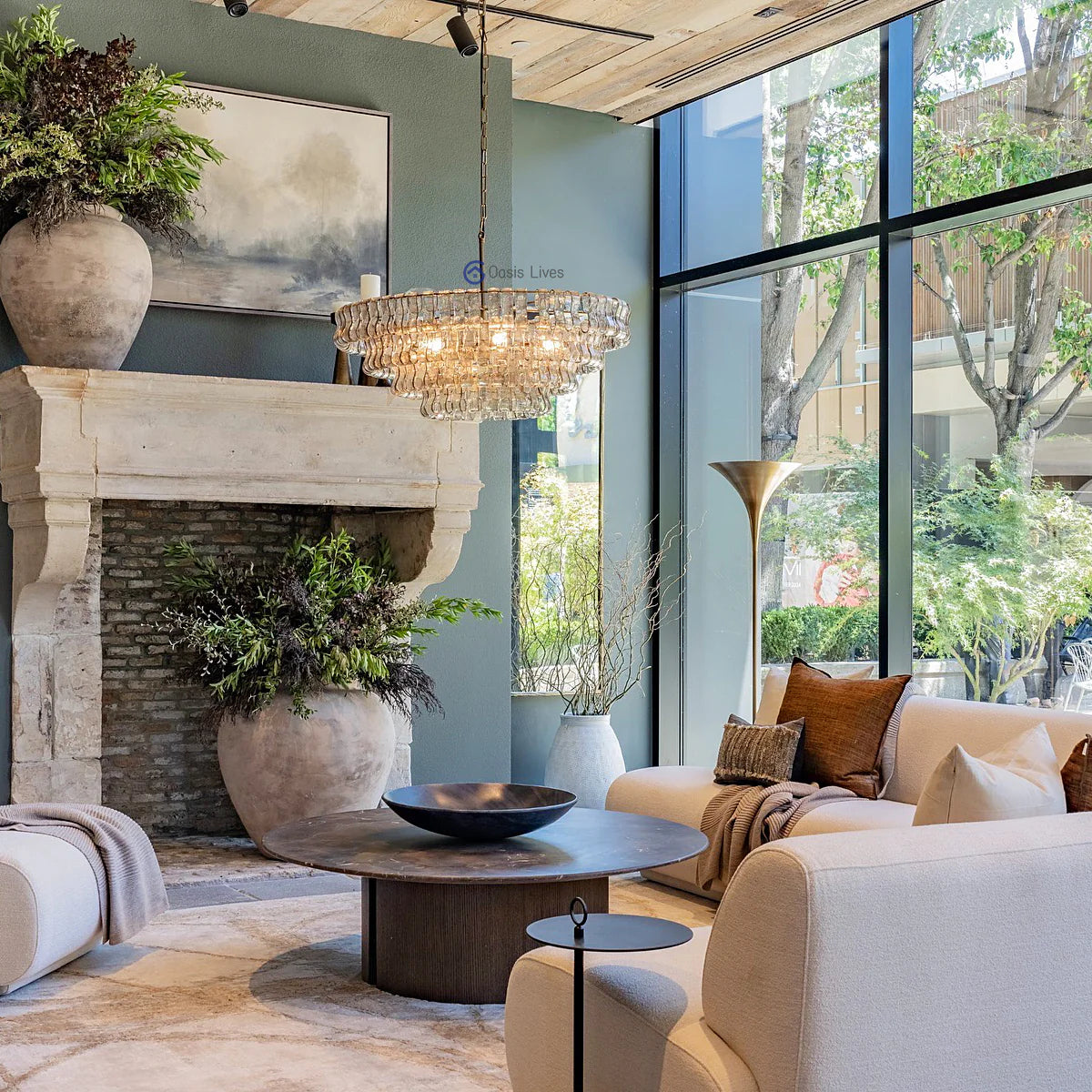 Amor Modern Clear Glass Round Chandelier 36"