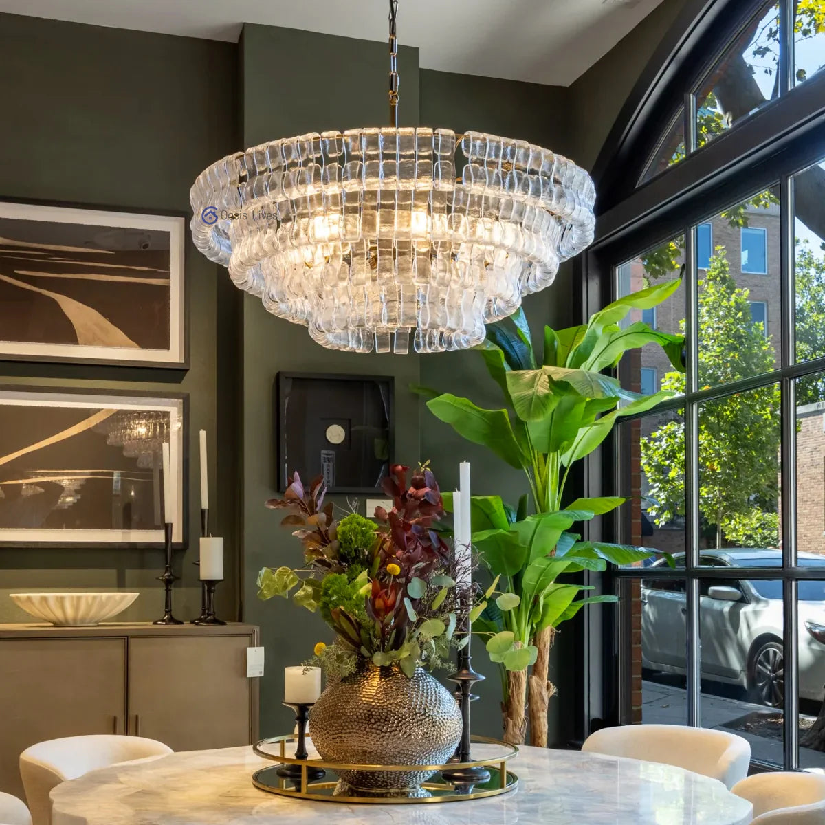 Amor Modern Clear Glass Round Chandelier 36"