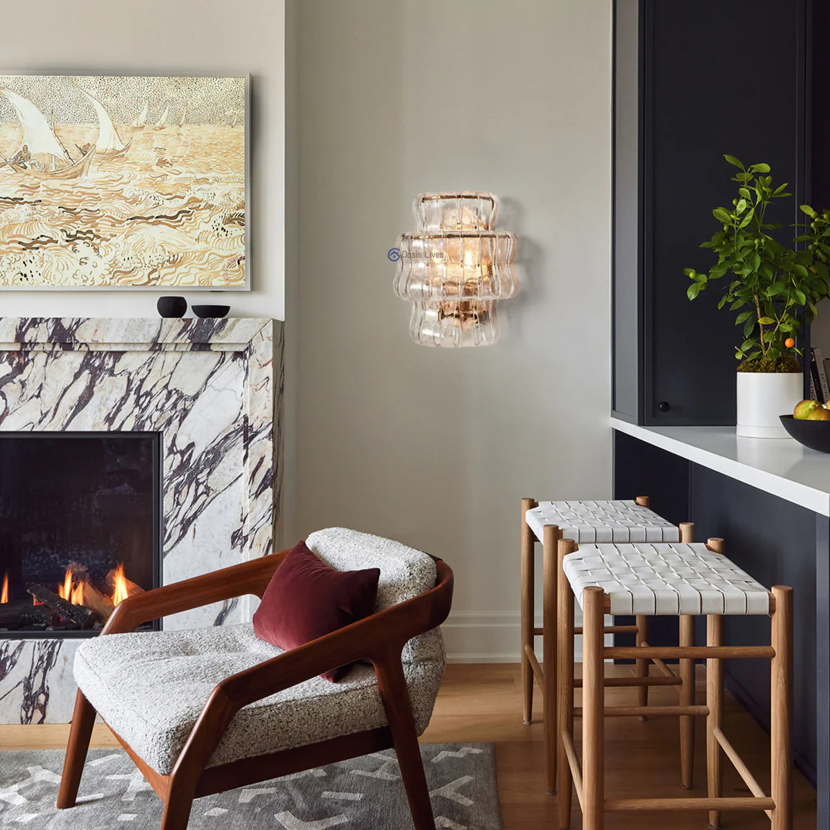 Amor Modern Clear Glass Wall Sconce 12"