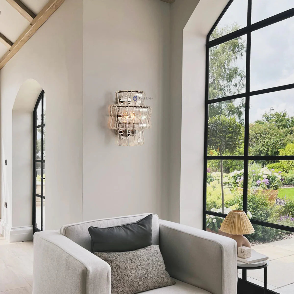 Amor Modern Clear Glass Wall Sconce 12"