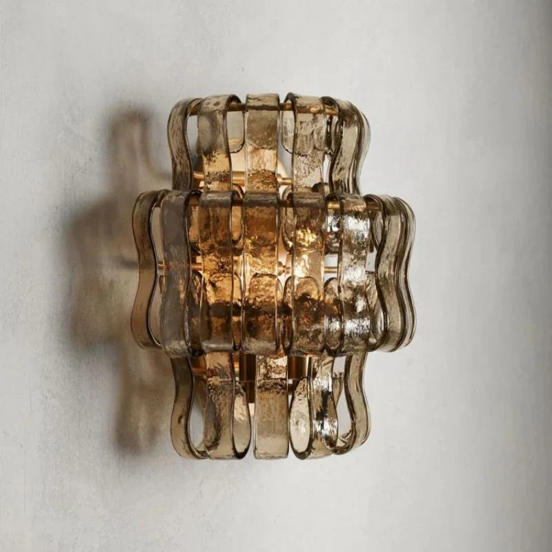 Amor Modern Smoke Glass Wall Sconce 12"
