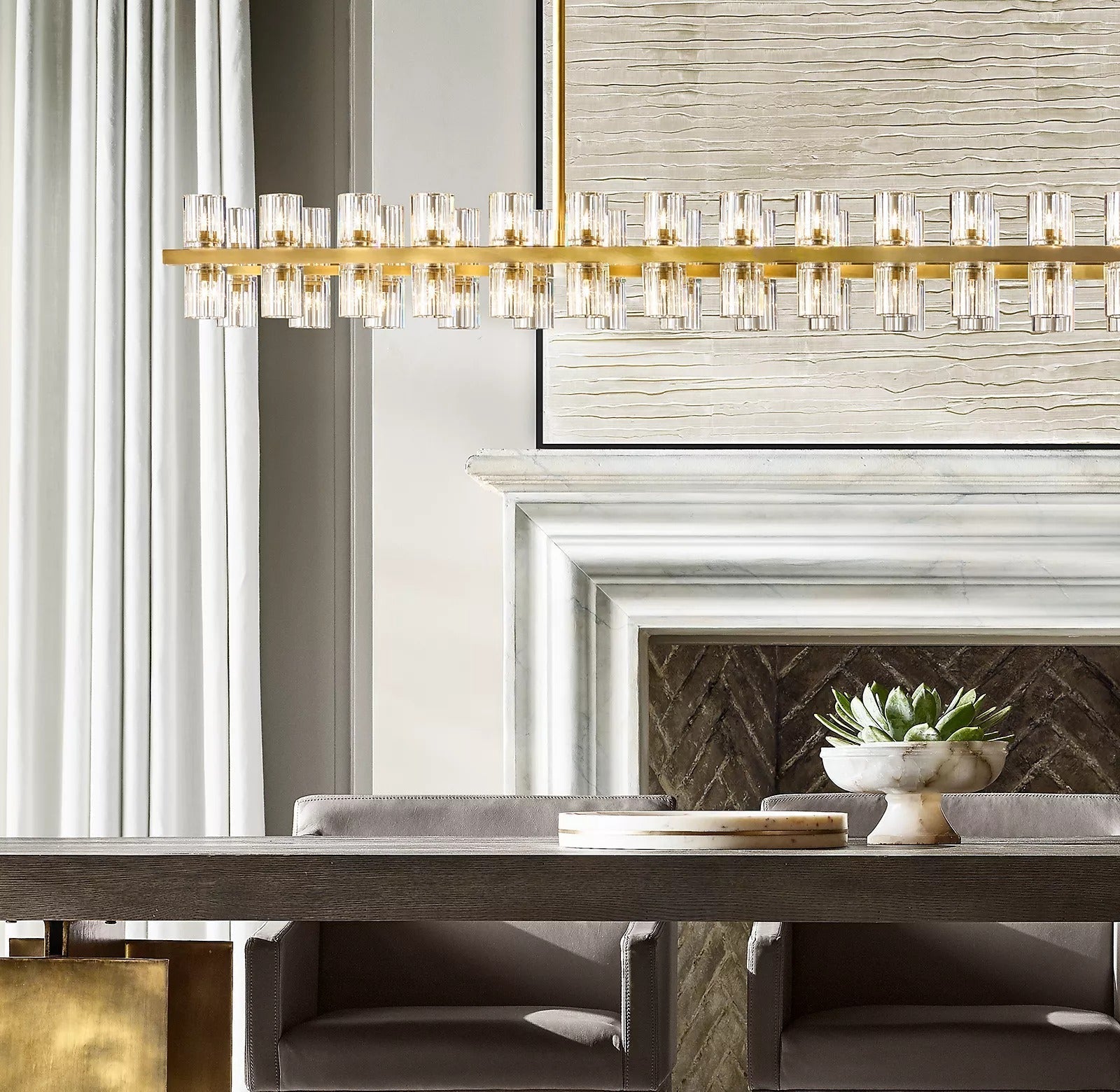 Arcachones Glass Rectangular Chandelier 54"