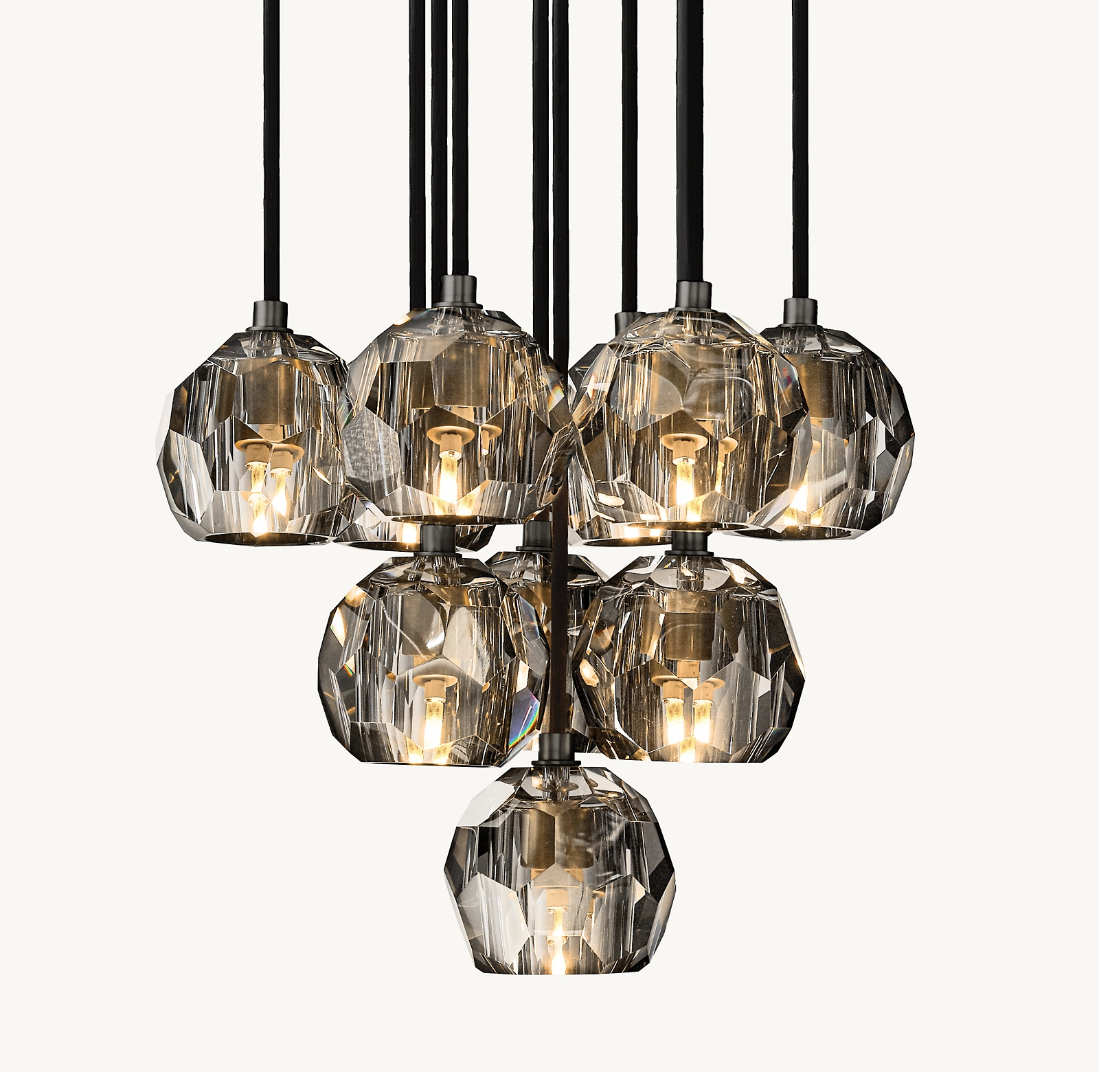 Boule De Modern Smoke Round Cluster Chandelier 14"