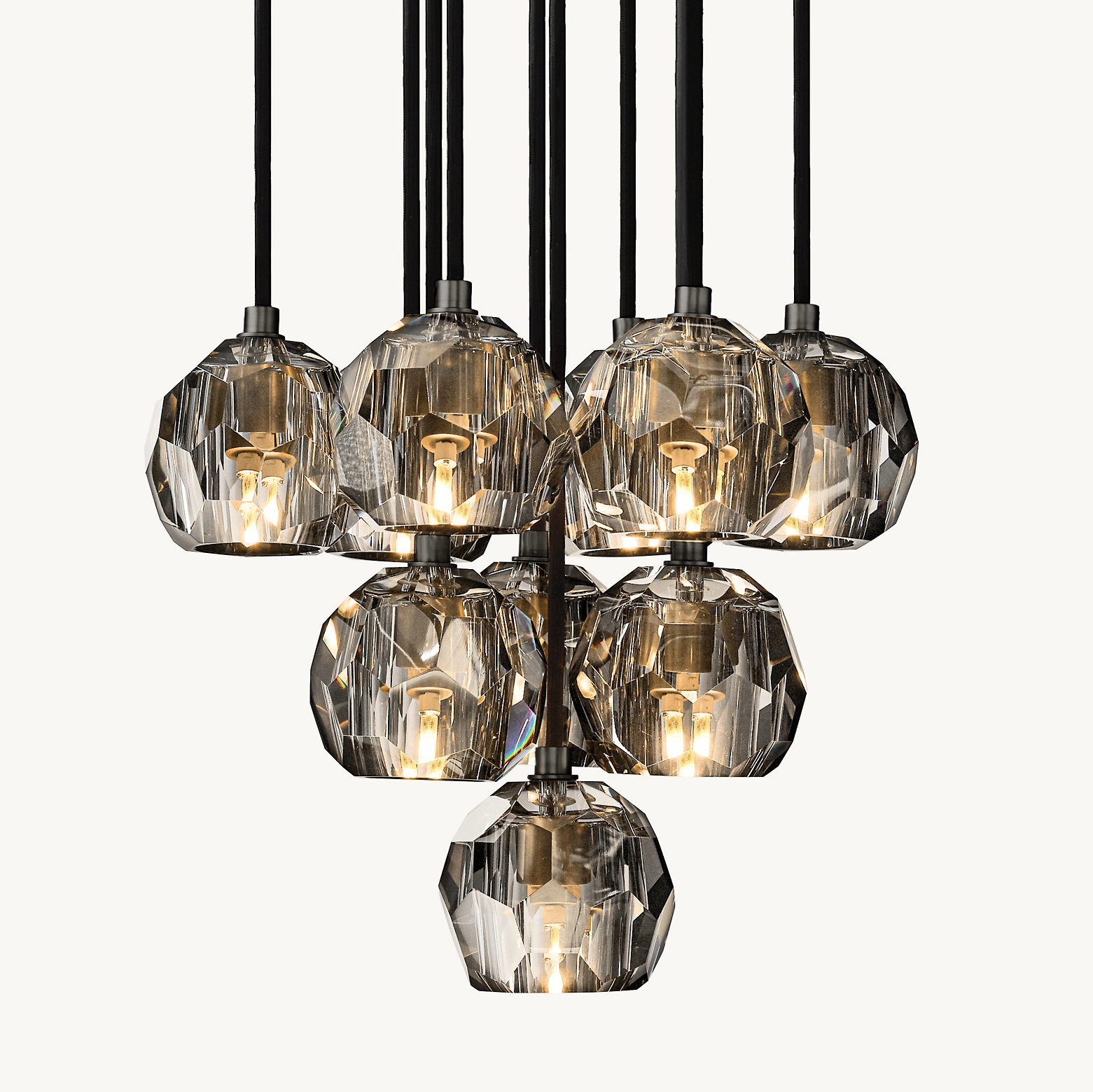 Boule De Modern Smoke Round Cluster Chandelier 14"