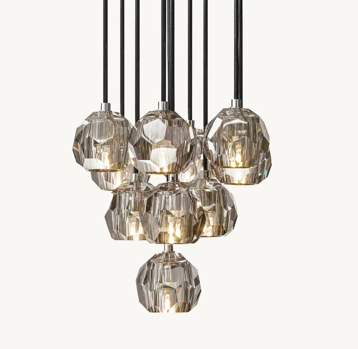 Boule De Modern Smoke Round Cluster Chandelier 14"