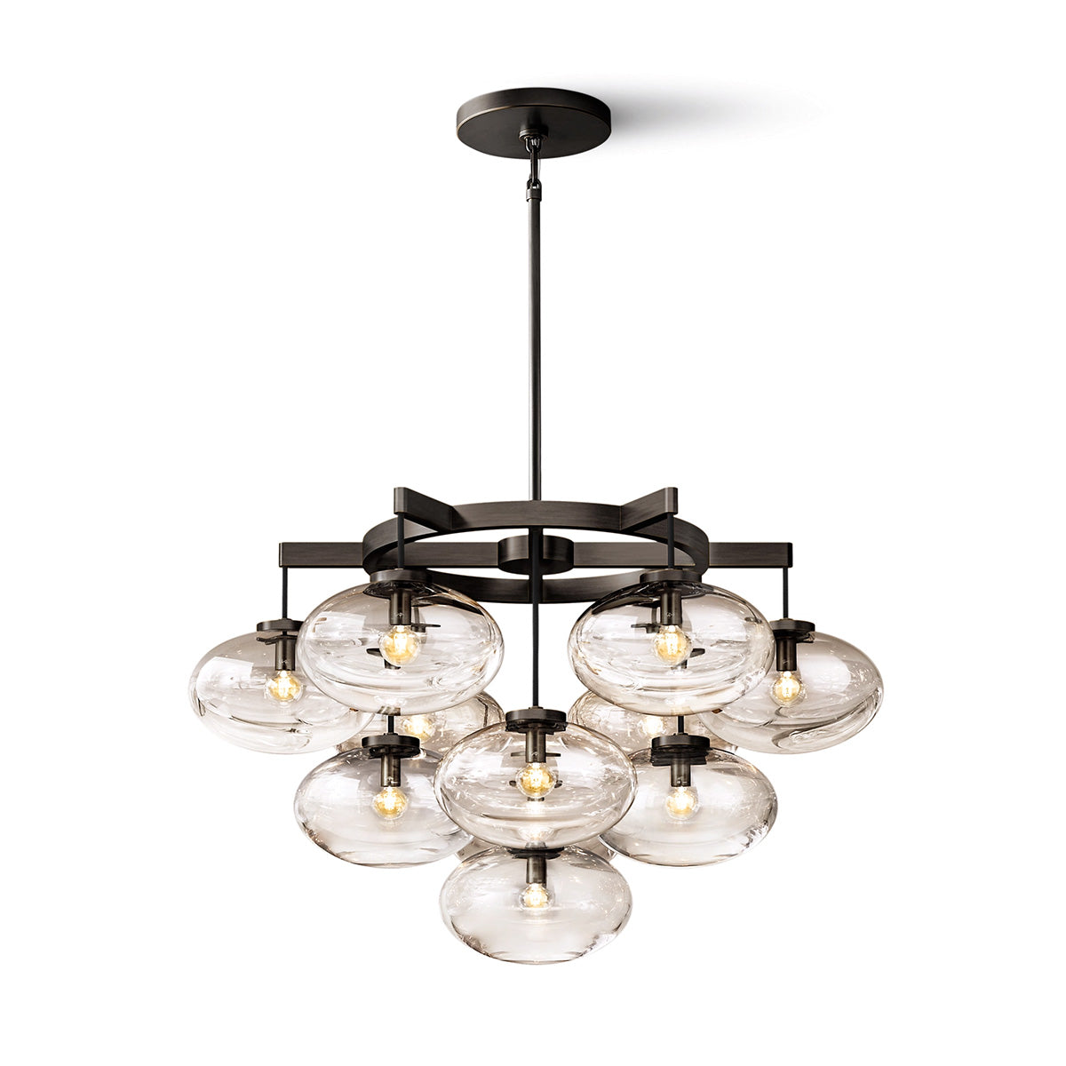 Cabrette Modern Clear Glass Round Chandelier 36"