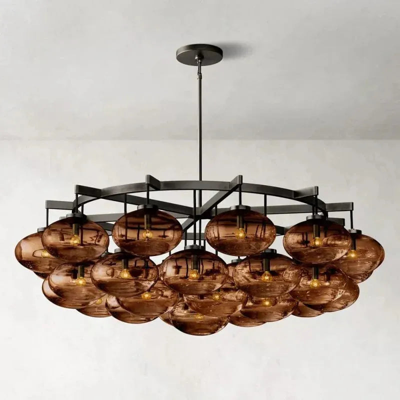 Cabrette Modern Amber Glass Round Chandelier 60"