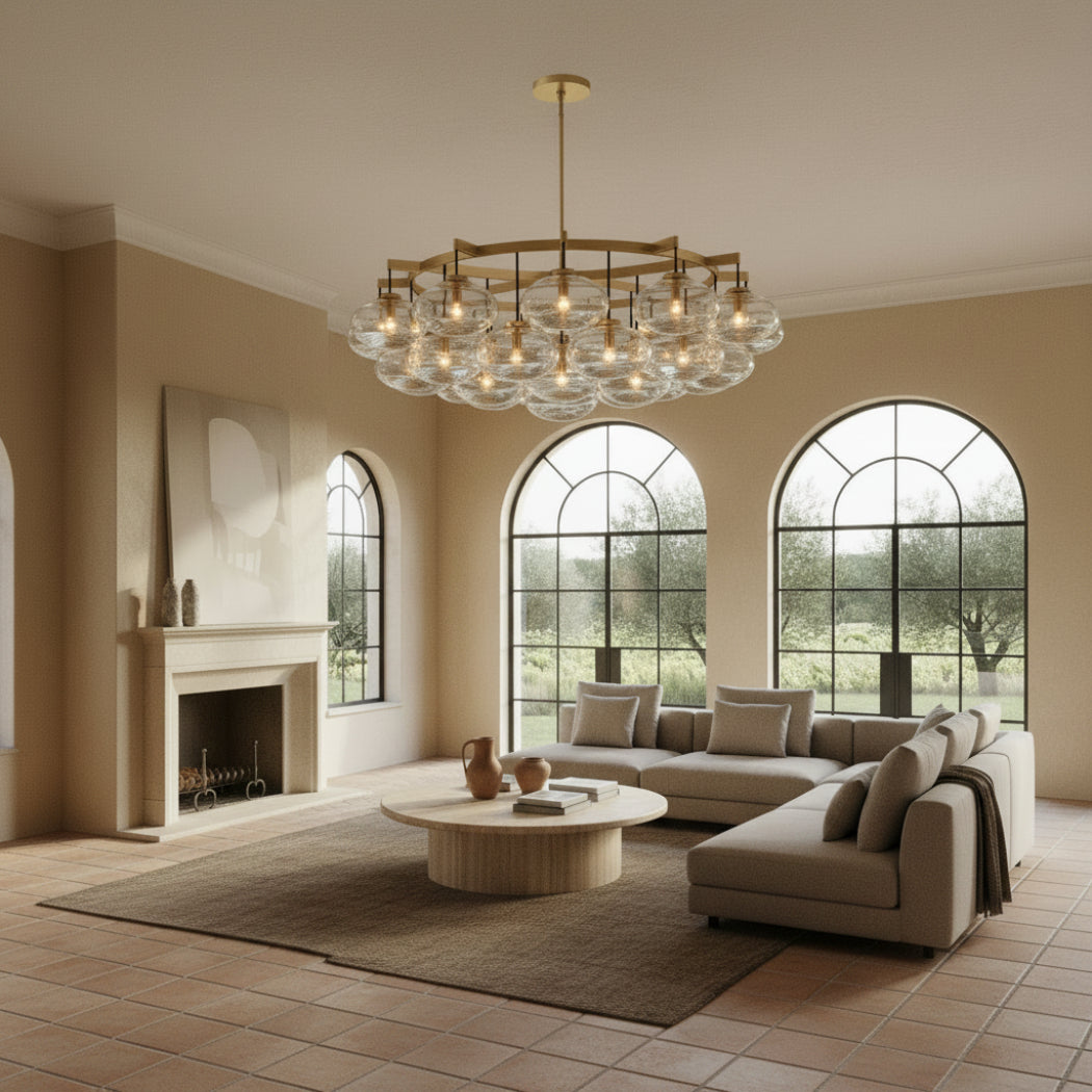 Cabrette Modern Clear Glass Round Chandelier 60"