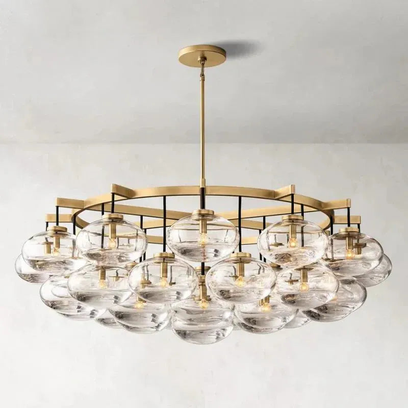 Cabrette Modern Clear Glass Round Chandelier 60"