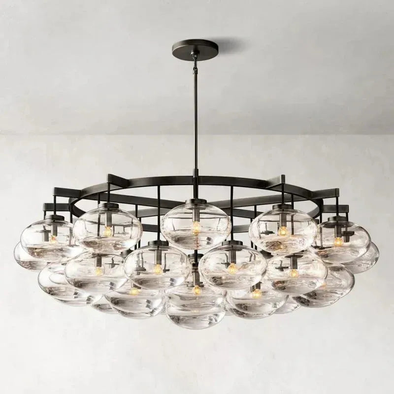 Cabrette Modern Clear Glass Round Chandelier 60"