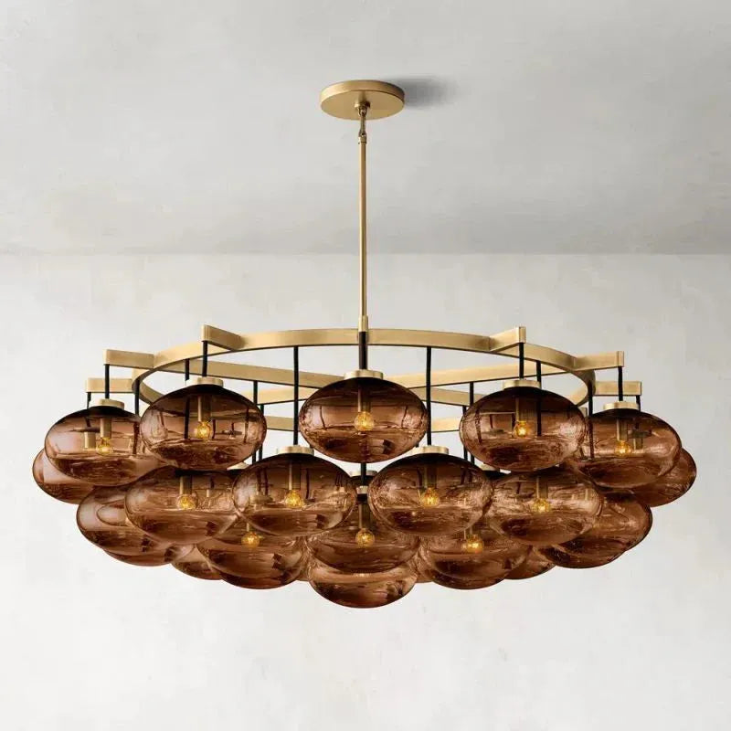 Cabrette Modern Amber Glass Round Chandelier 60"