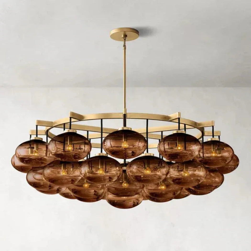 Cabrette Modern Amber Glass Round Chandelier 60"