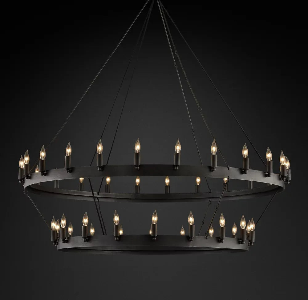 Camino Vintage Two-Tier Round Chandelier 50”