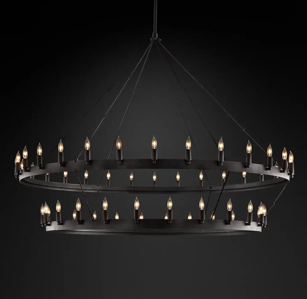 Camino Vintage Two-Tier Round Chandelier 63"