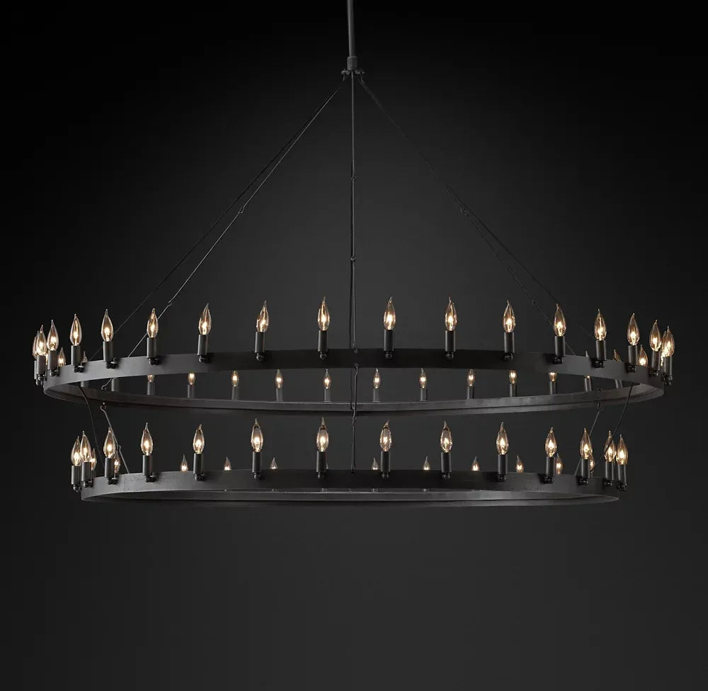 Camino Vintage Two-Tier Round Chandelier 73"