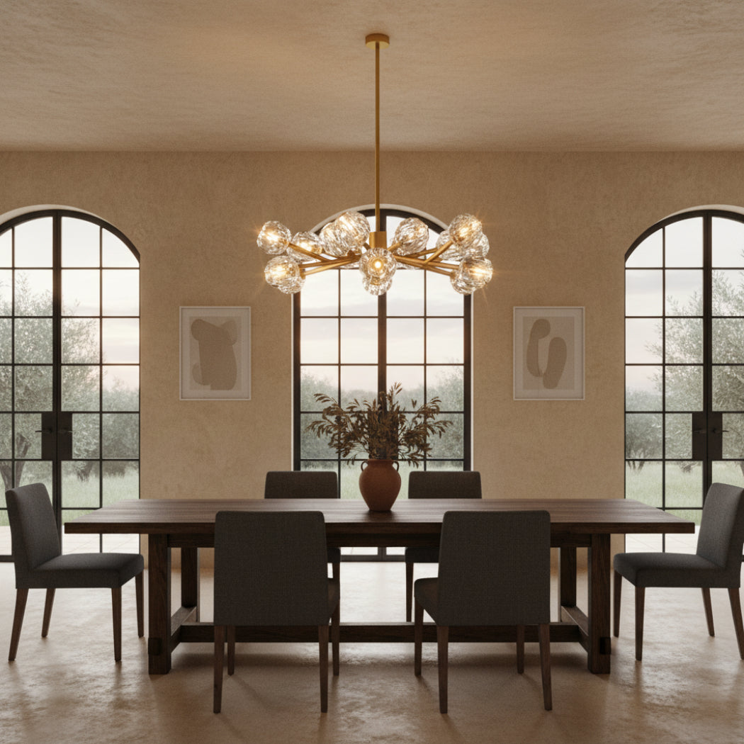 Boule De Modern Clear Round Chandelier 36"