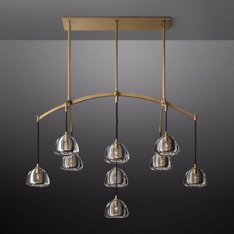 Hemispheres Modern Linear Chandelier 54"/72"