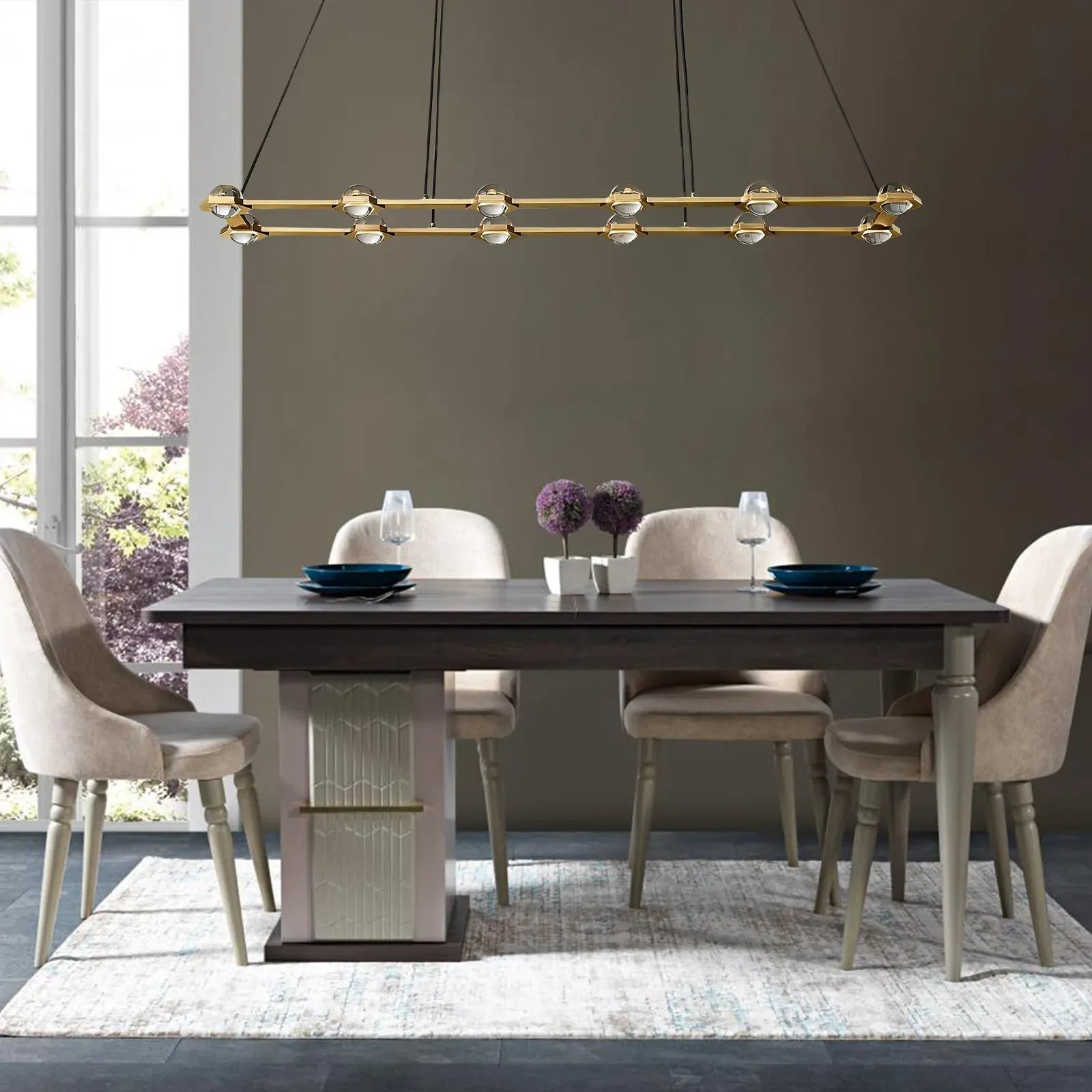 Eclatant Crystal  Rectangular Chandelier 54"