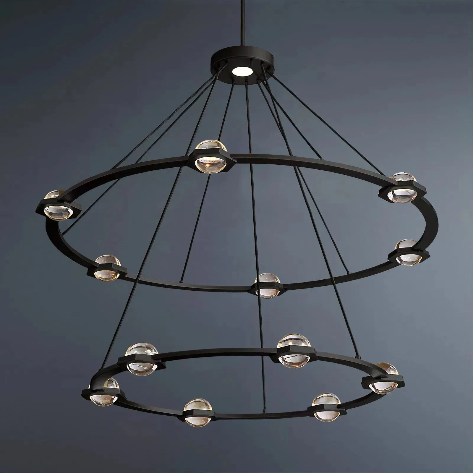 Eclatant Modern Two-Tier Round Chandelier 48"