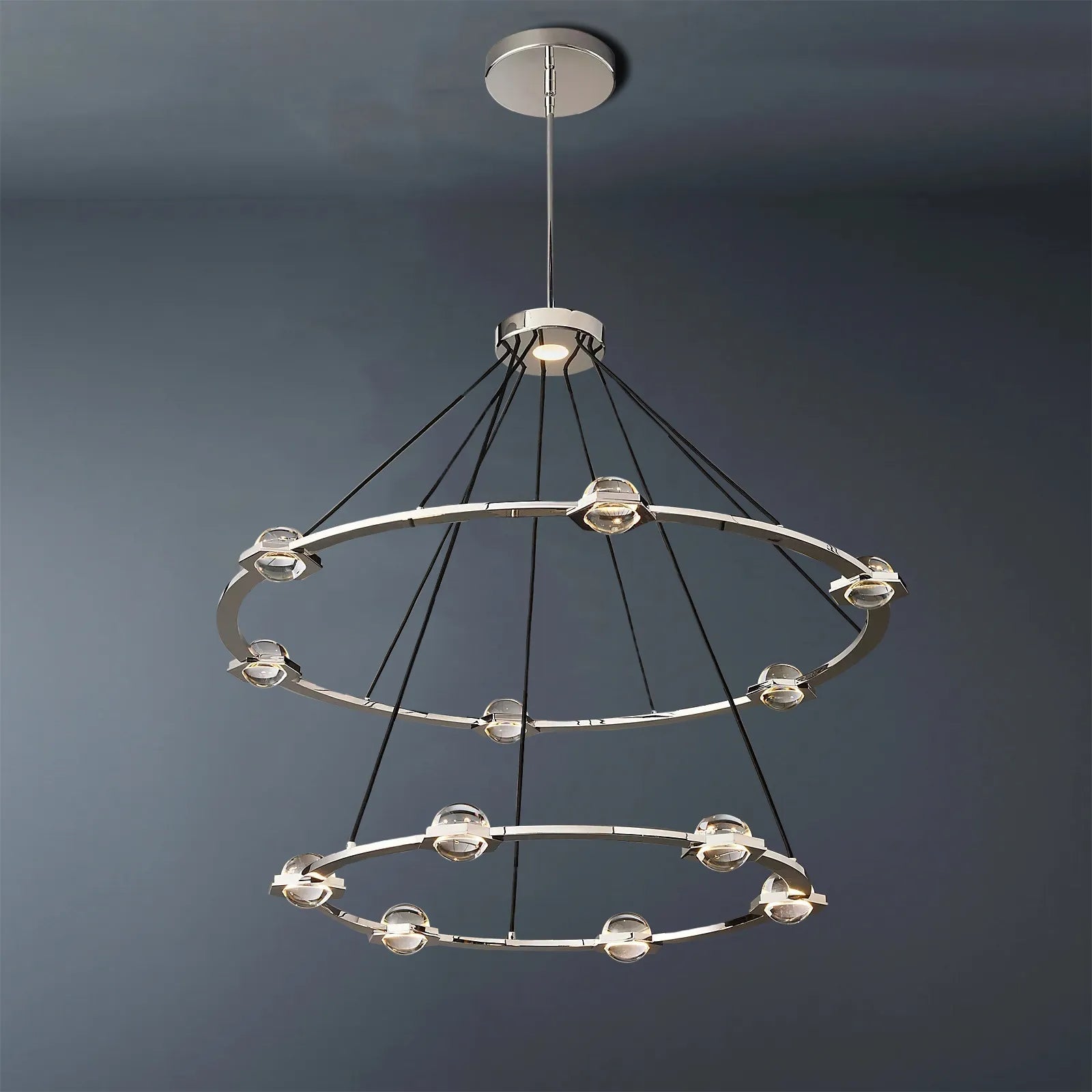 Eclatant Modern Two-Tier Round Chandelier 48"