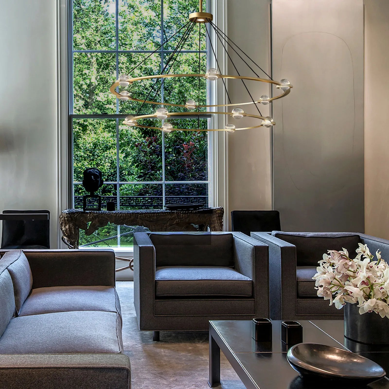 Eclatant Modern Two-Tier Round Chandelier 60"