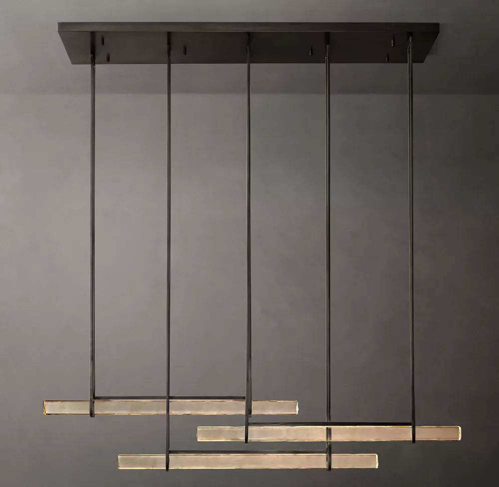 Audubon Modern Crystal Triple Bar Linear Chandelier 72"