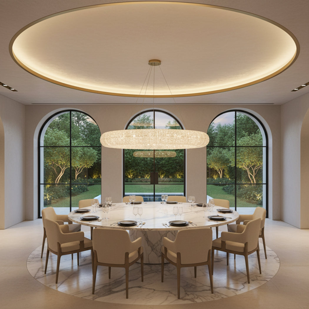Halo Modern Clear Round Chandelier D41"