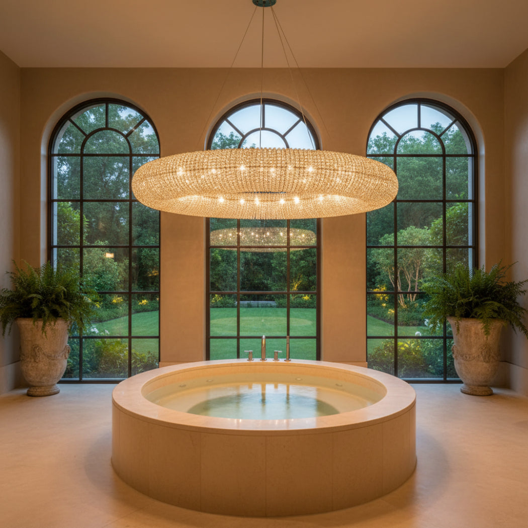 Halo Modern Clear Round Chandelier D59"