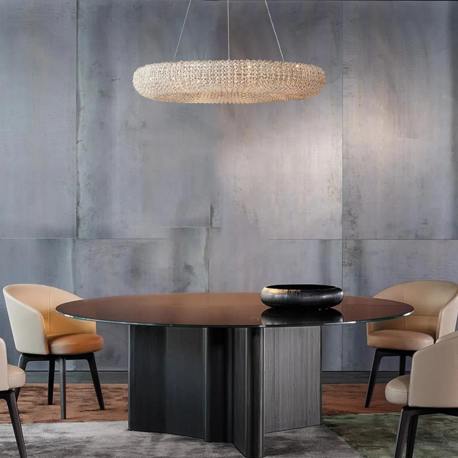 Halo Modern Clear Round Chandelier D59"