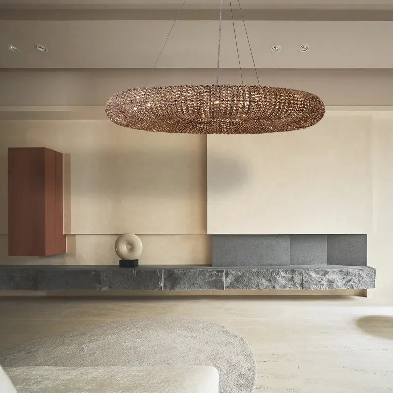 Halo Modern Somke Round Chandelier D41"