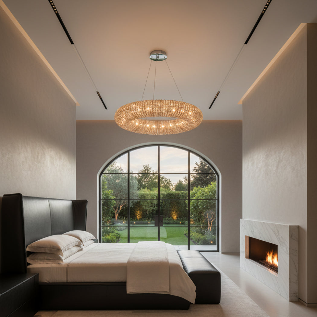 Halo Modern Smoke Round Chandelier D59"