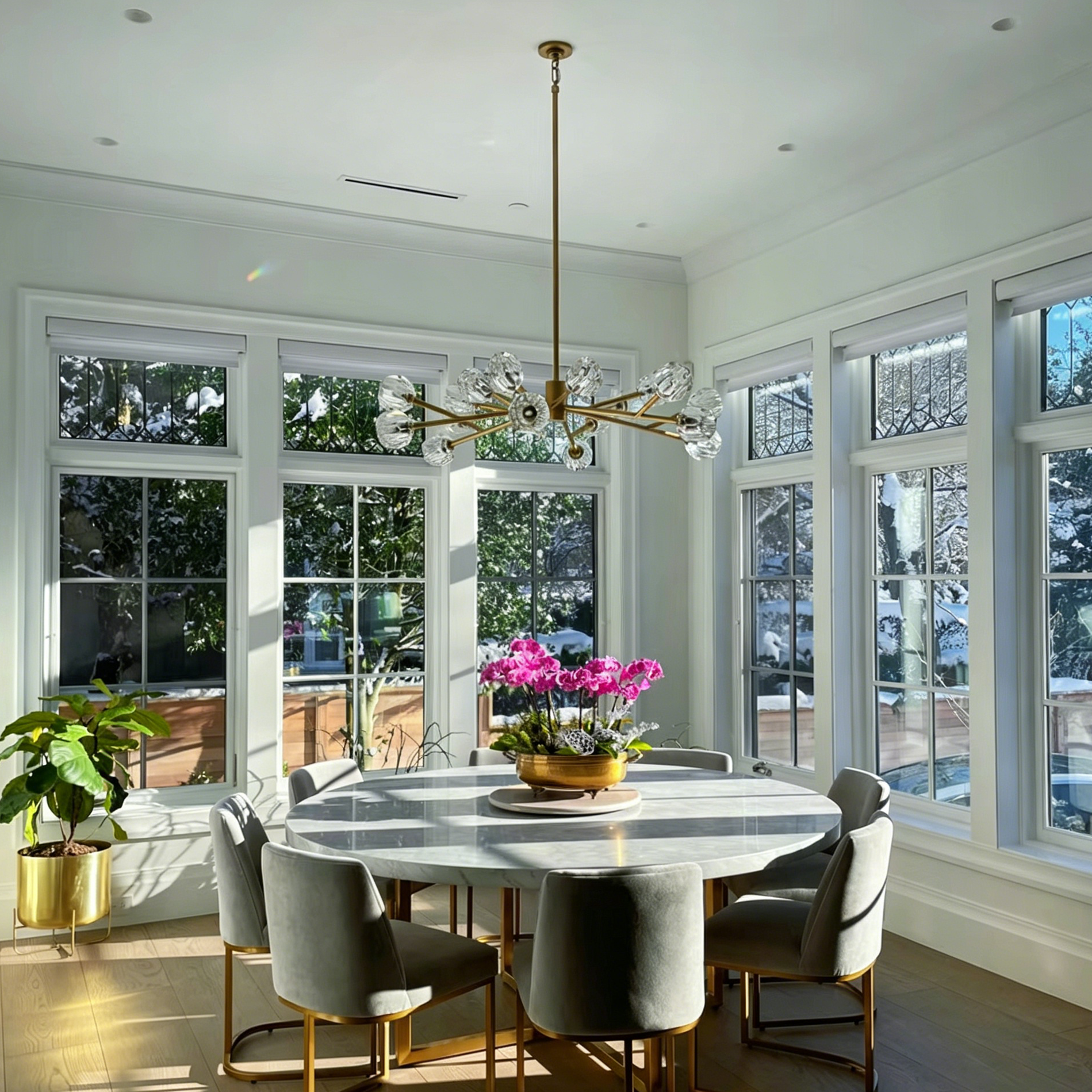 Boule De Modern Clear Round Chandelier 48"