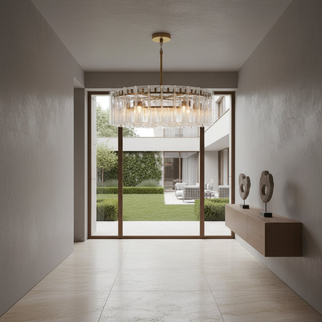 Lattice Modern Clear Glass Round Chandelier 60"