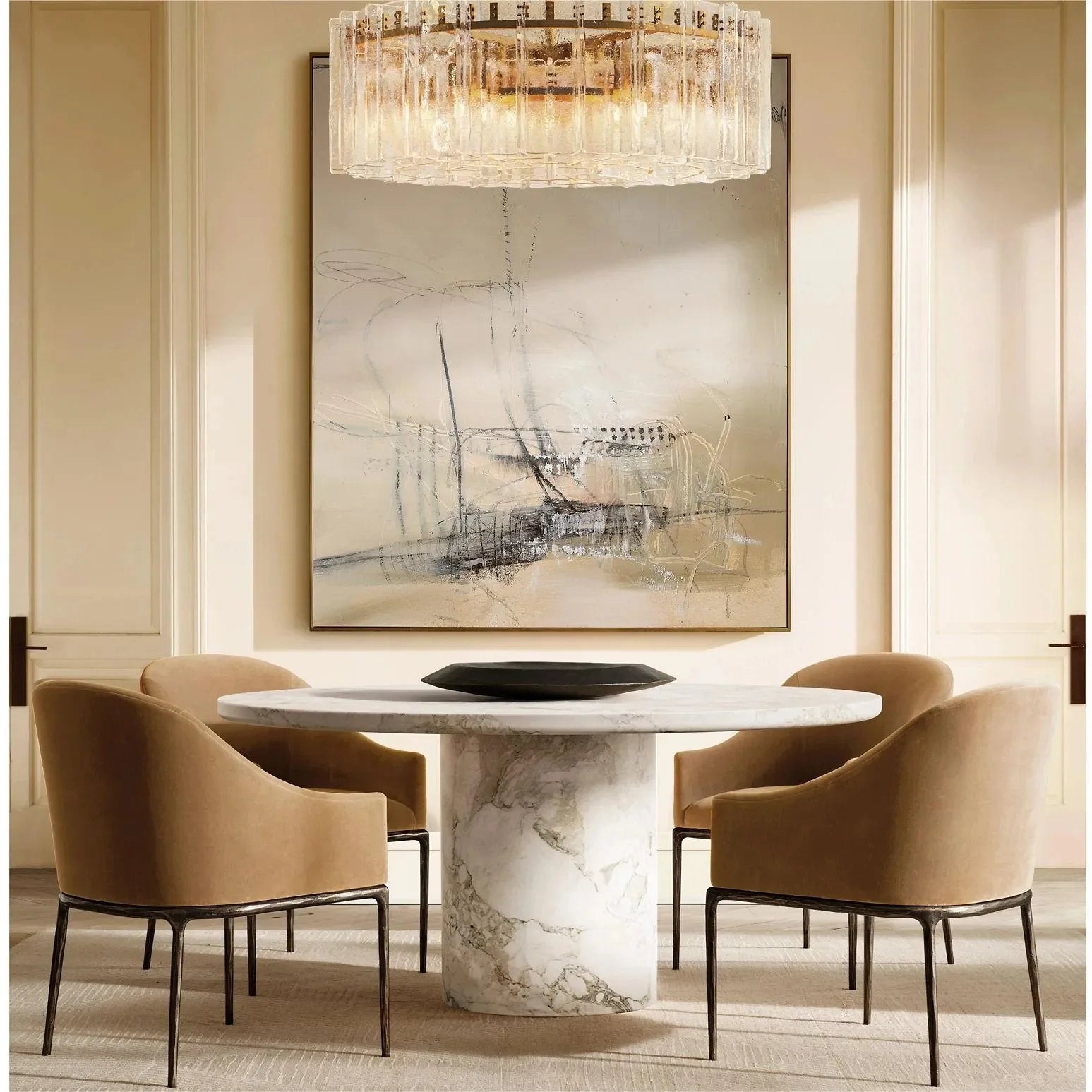 Lattice Modern Clear Glass Round Chandelier 60"