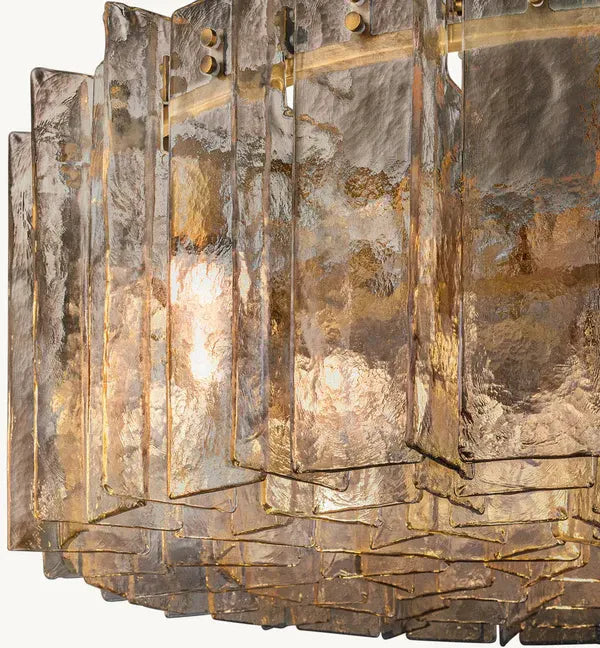 Lattice Modern Clear Glass Round Chandelier 60"