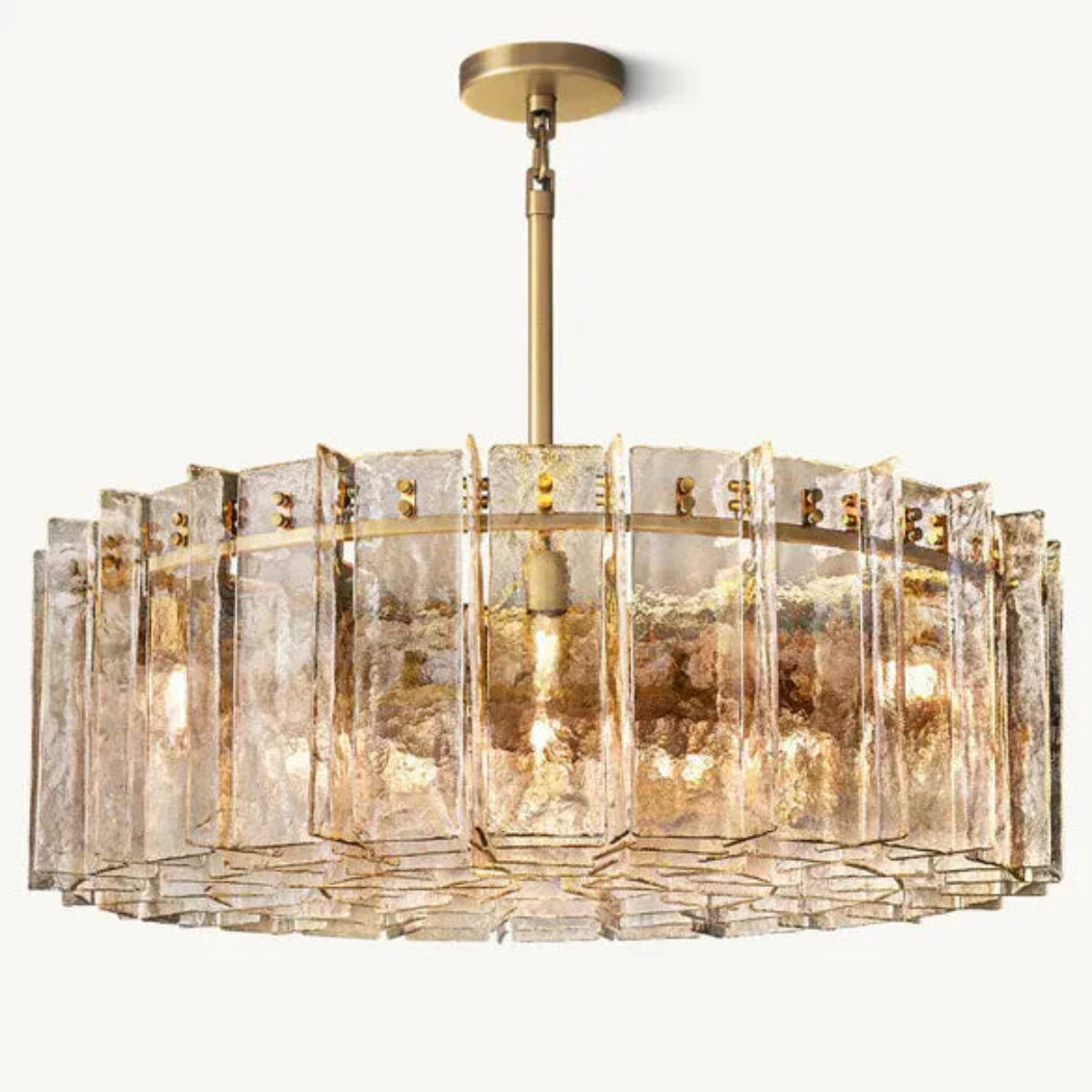 Lattice Modern Somke Glass Round Chandelier 60"