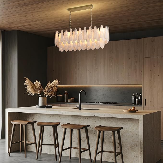 Modern Alabaster Rectangle Chandelier
